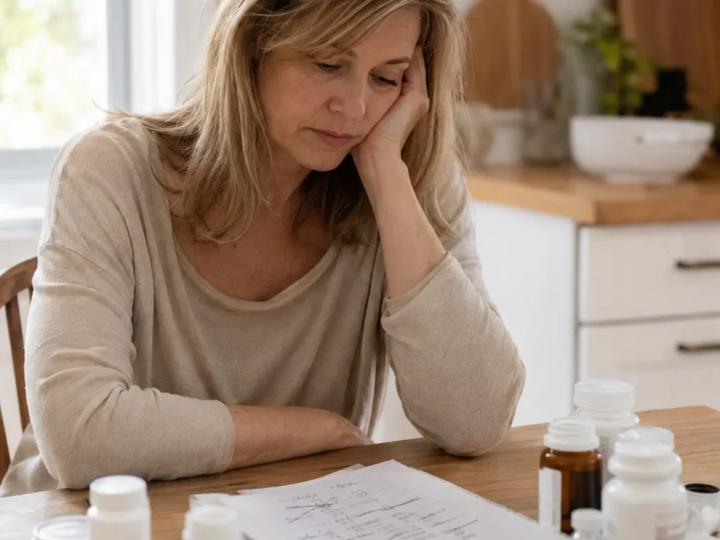 woman exhausted after years of trying supplements and diets without lasting weight loss results